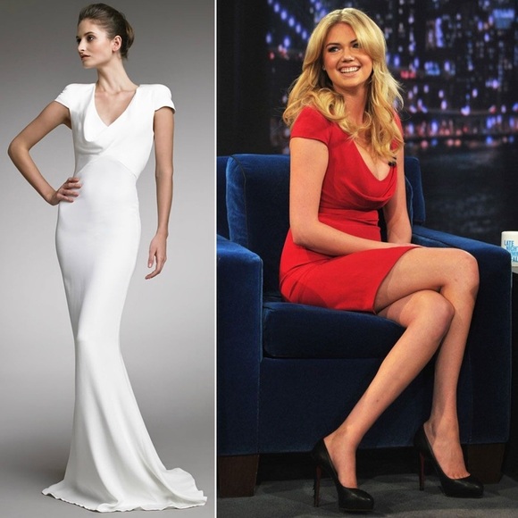 ALEXANDER MCQUEEN Blush Silk Crepe Draped Cowl Neck Short Sleeve Sheath Dress 10 - Picture 3 of 9